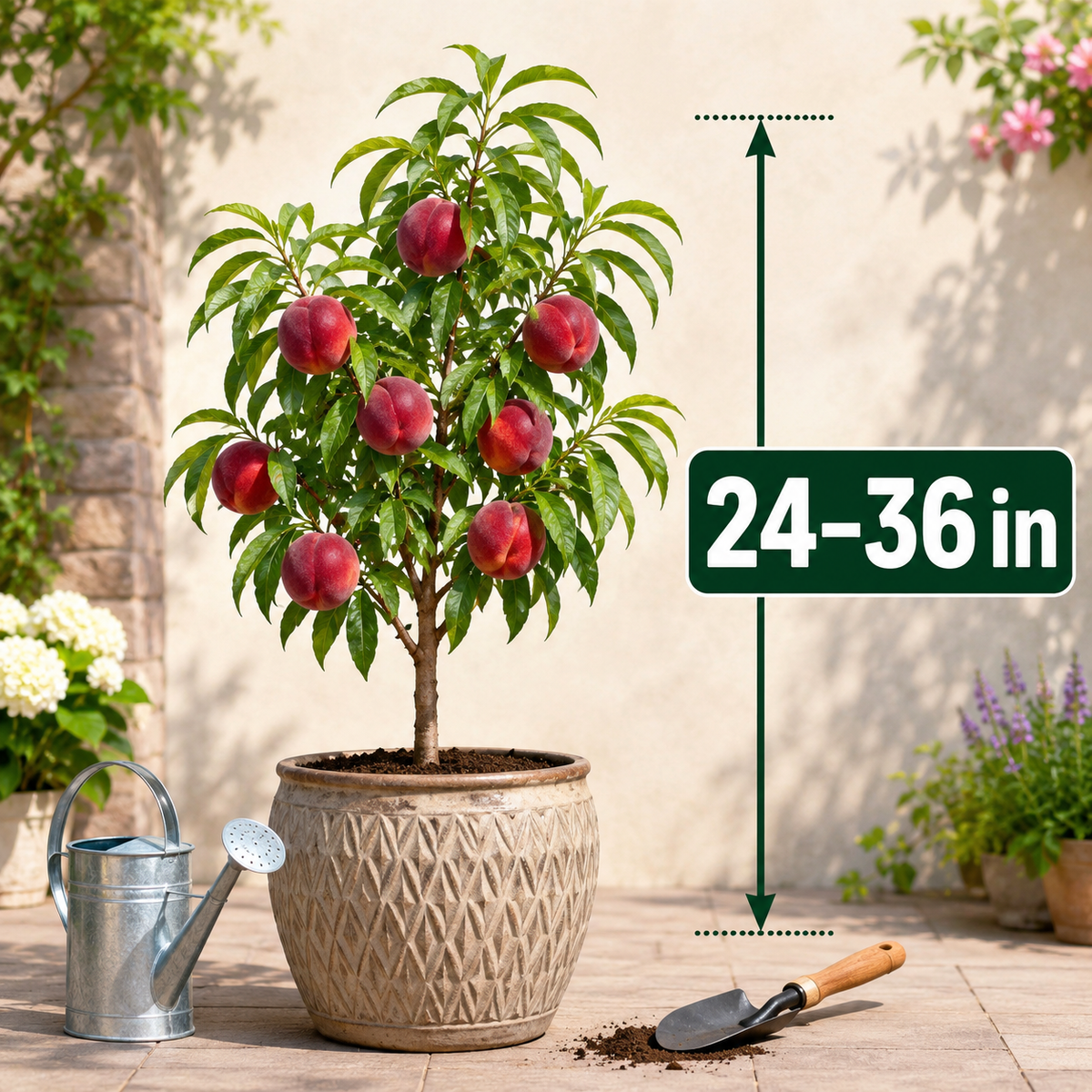 Ruby Red Peach Tree Sapling for Backyard Gardens - Size / Scale