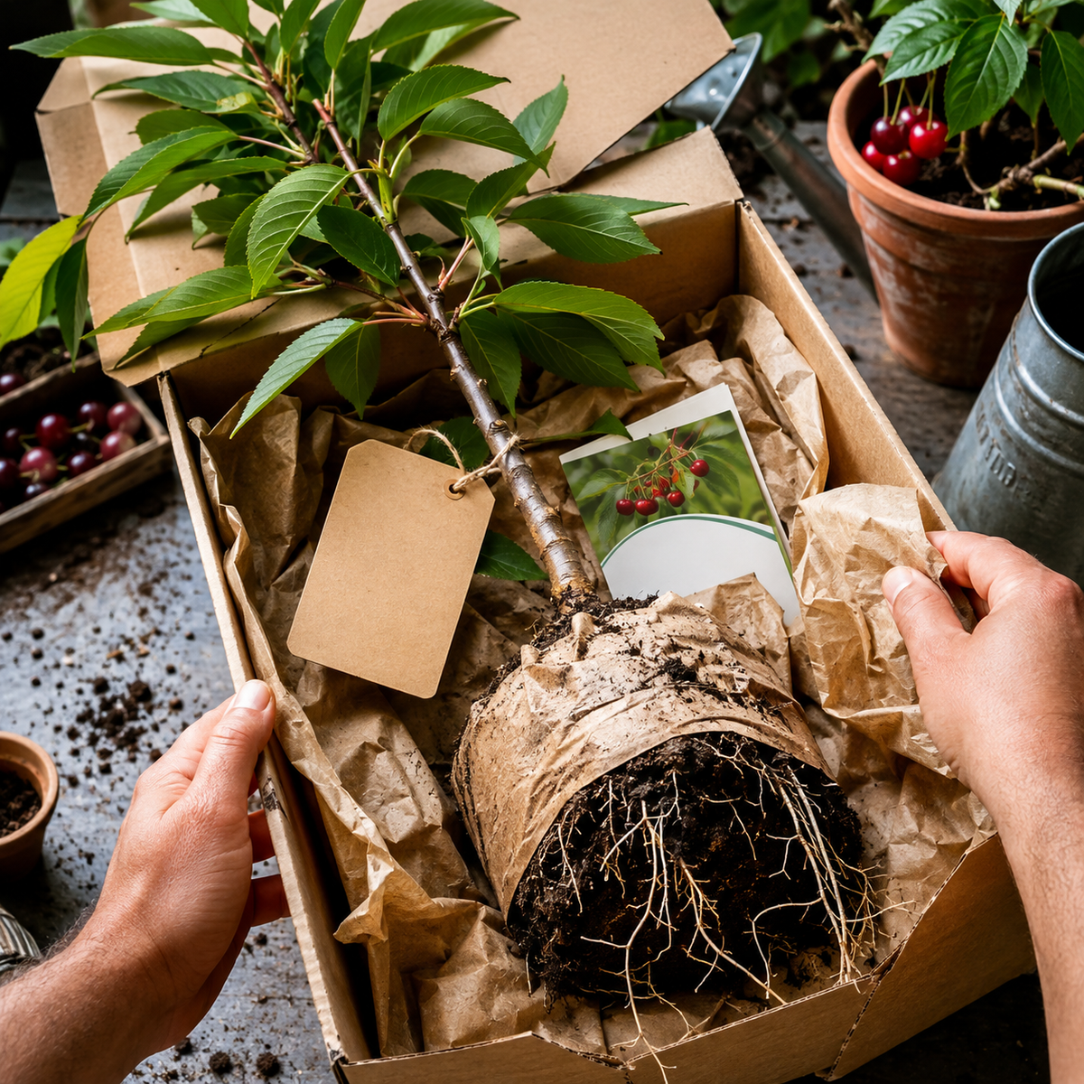 Giant Sweet Cherry Sapling for Home Orchards - Bare Root Shipping Proof