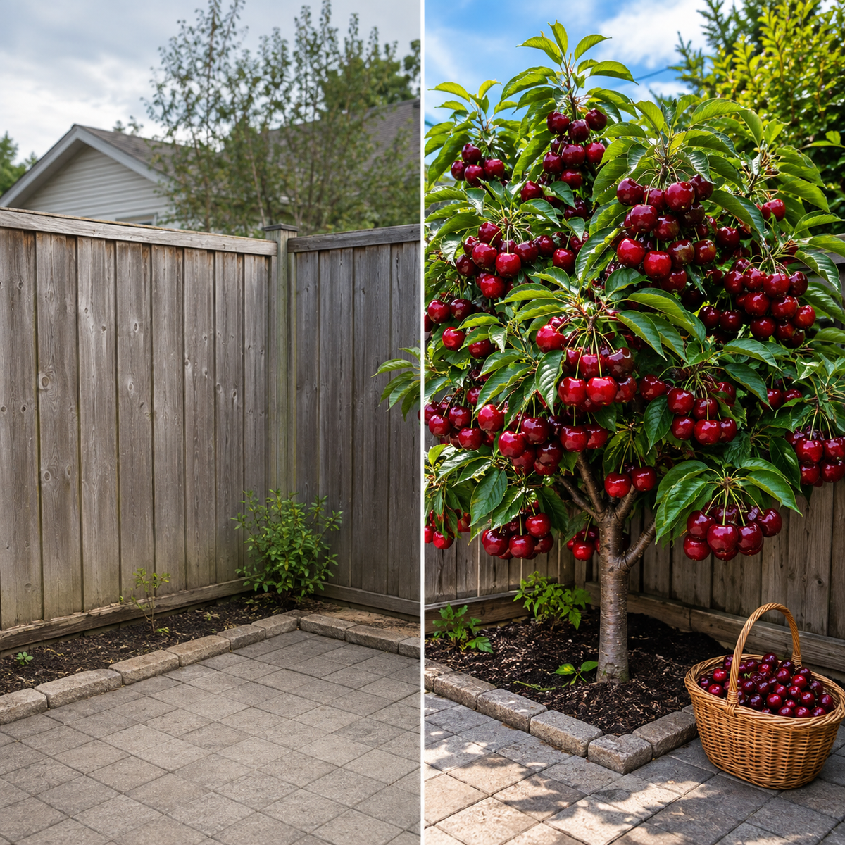 Giant Sweet Cherry Sapling for Home Orchards - One Yard Before After