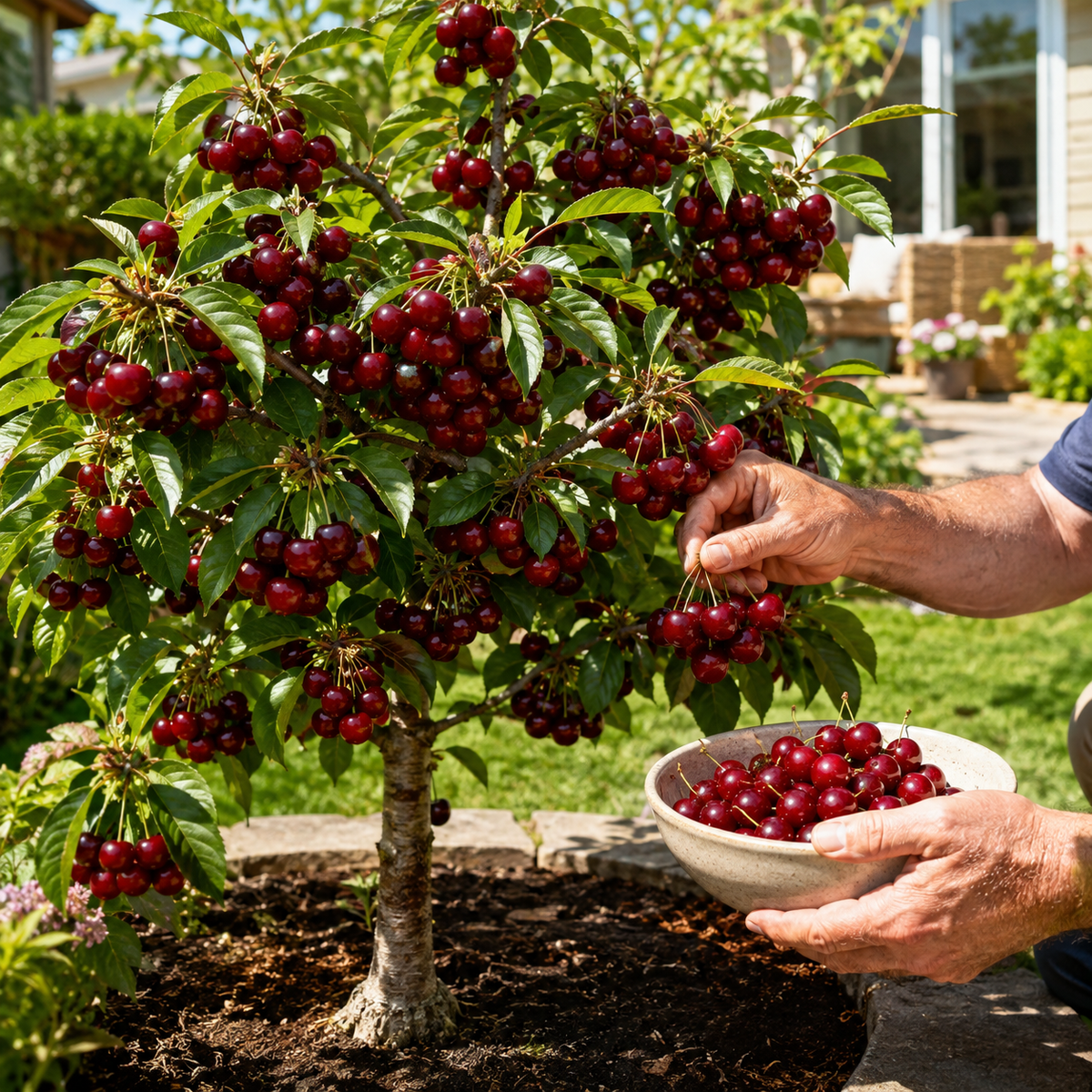 Giant Sweet Cherry Sapling for Home Orchards - Family Harvest Moment