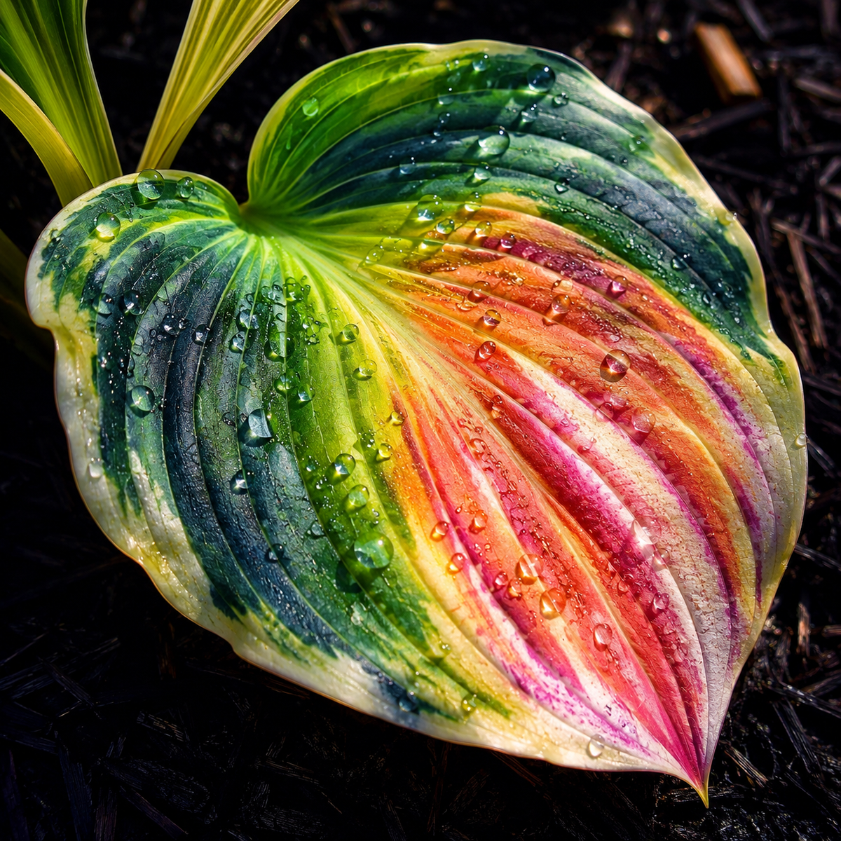 Rainbow Flame Hosta Seeds for Colorful Shade - Flame Leaf Macro
