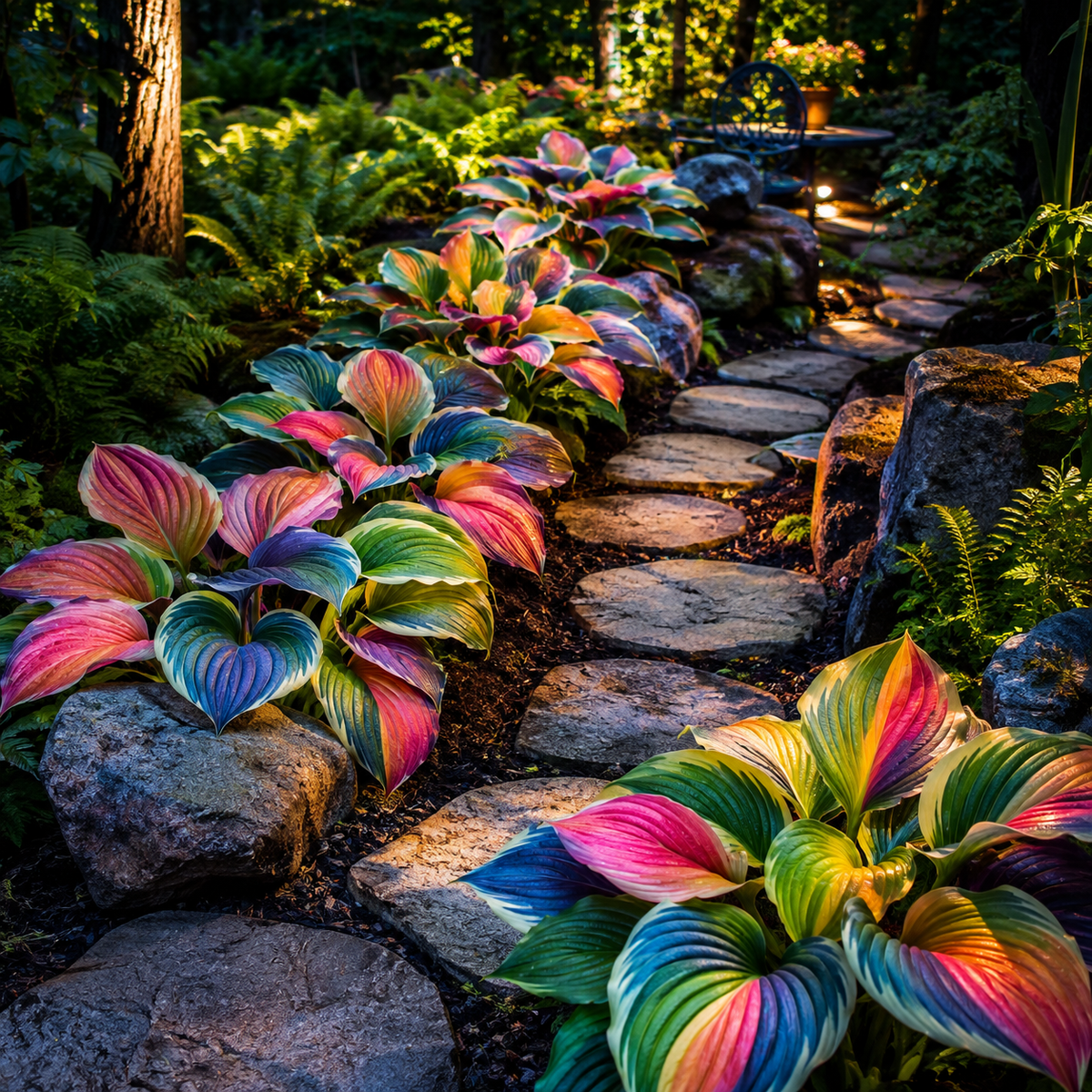 Rainbow Flame Hosta Seeds for Colorful Shade - Shade Border Color Wave