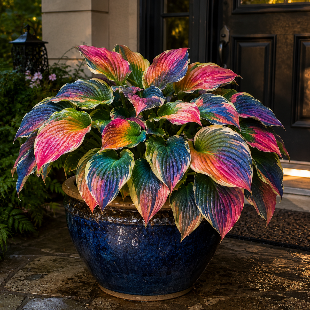 Rainbow Flame Hosta Seeds for Colorful Shade - Porch Pot Statement