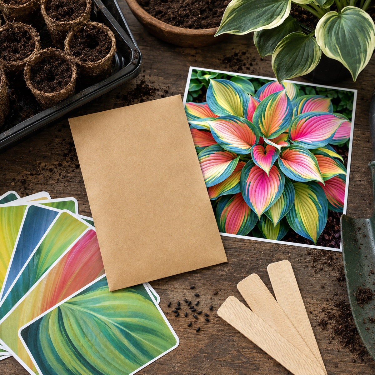Rainbow Flame Hosta Seeds for Colorful Shade - Collector Seed Gift