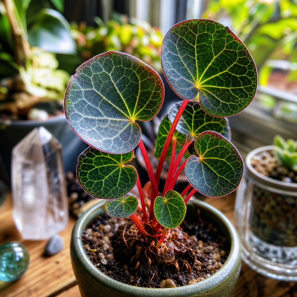 Red Stem Stephania Erecta Houseplant Starter - Coin Leaf Macro