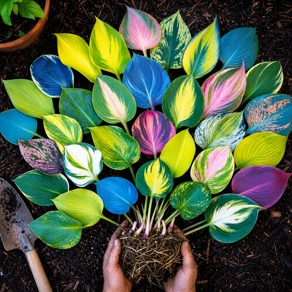 Rainbow Hosta Seeds for Decorative Foliage - Leaf Pattern Collector Fan