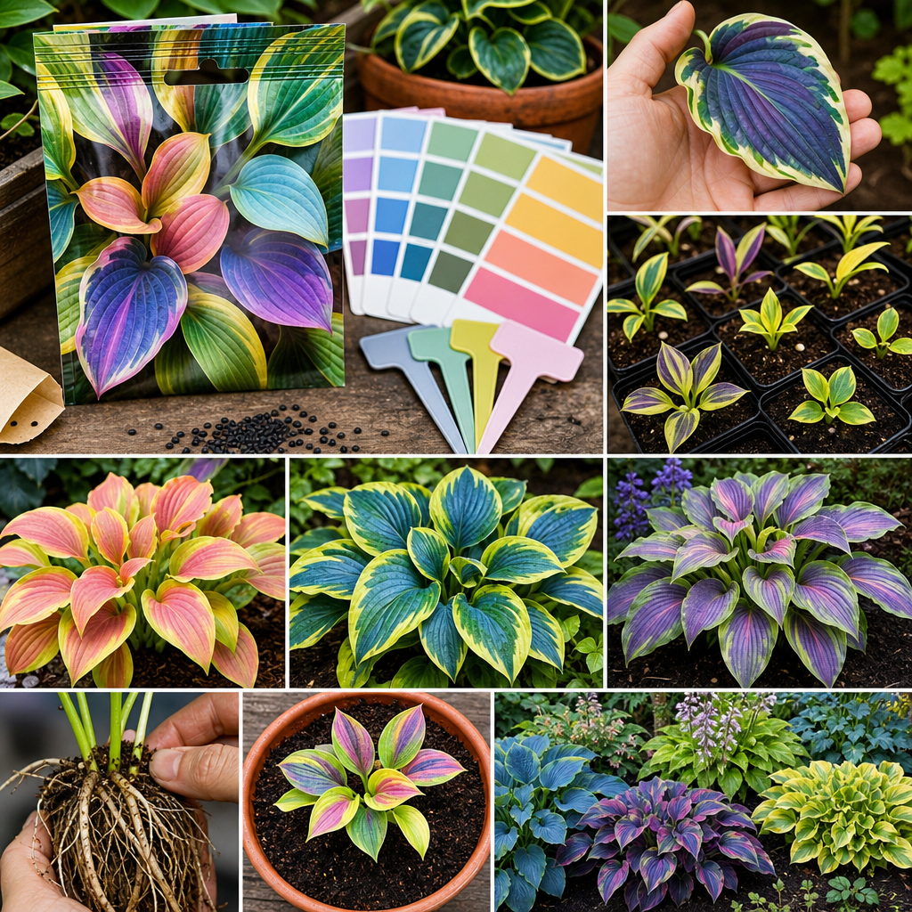 Rainbow Hosta Seeds for Decorative Foliage - Seed Pack With Color Cards
