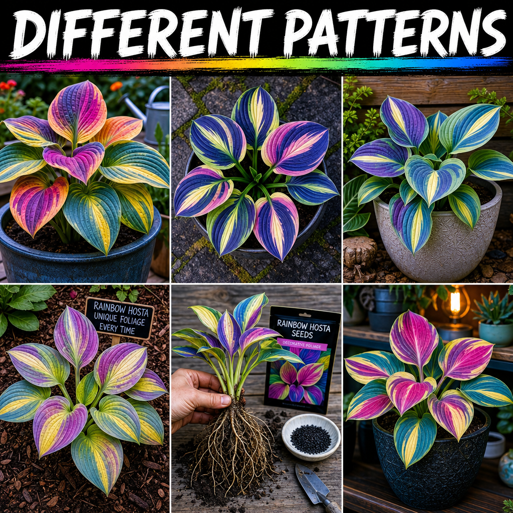 Rainbow Hosta Seeds for Decorative Foliage - Six Variant Tiles
