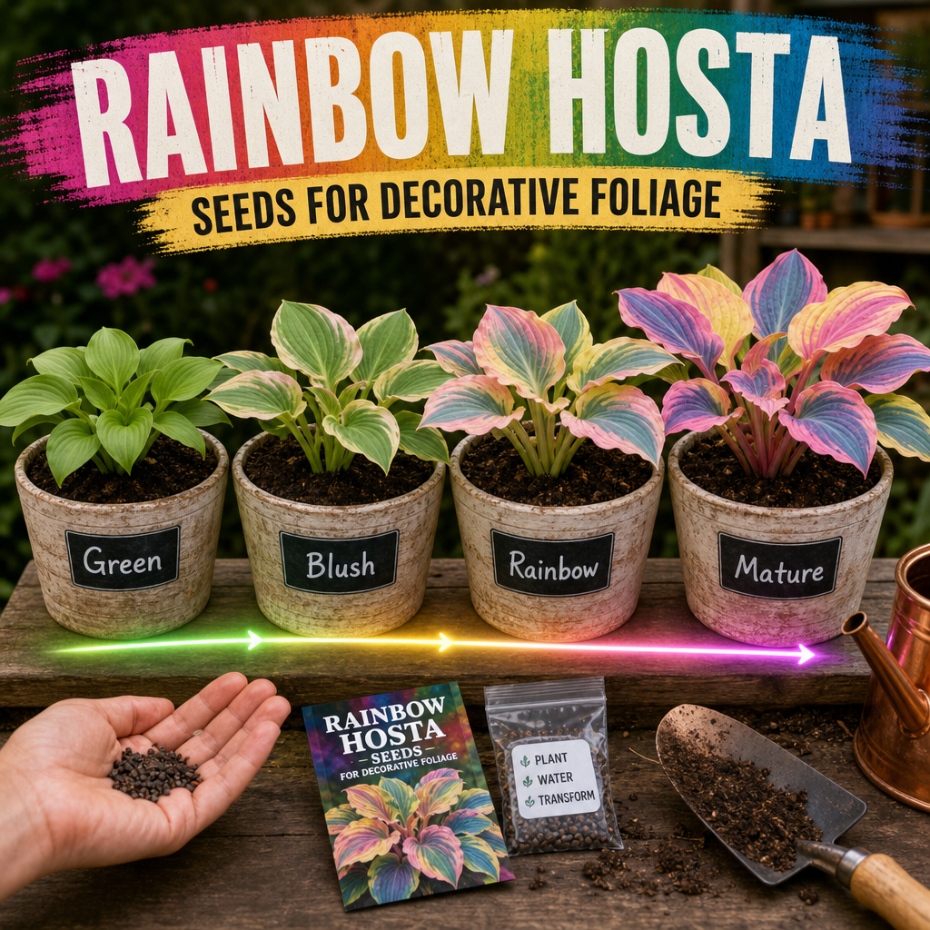 Rainbow Hosta Seeds for Decorative Foliage - Seedling Color Progress Pots