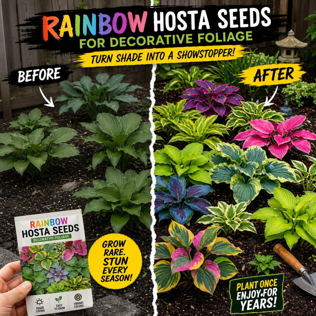 Rainbow Hosta Seeds for Decorative Foliage - Shade Bed Before After