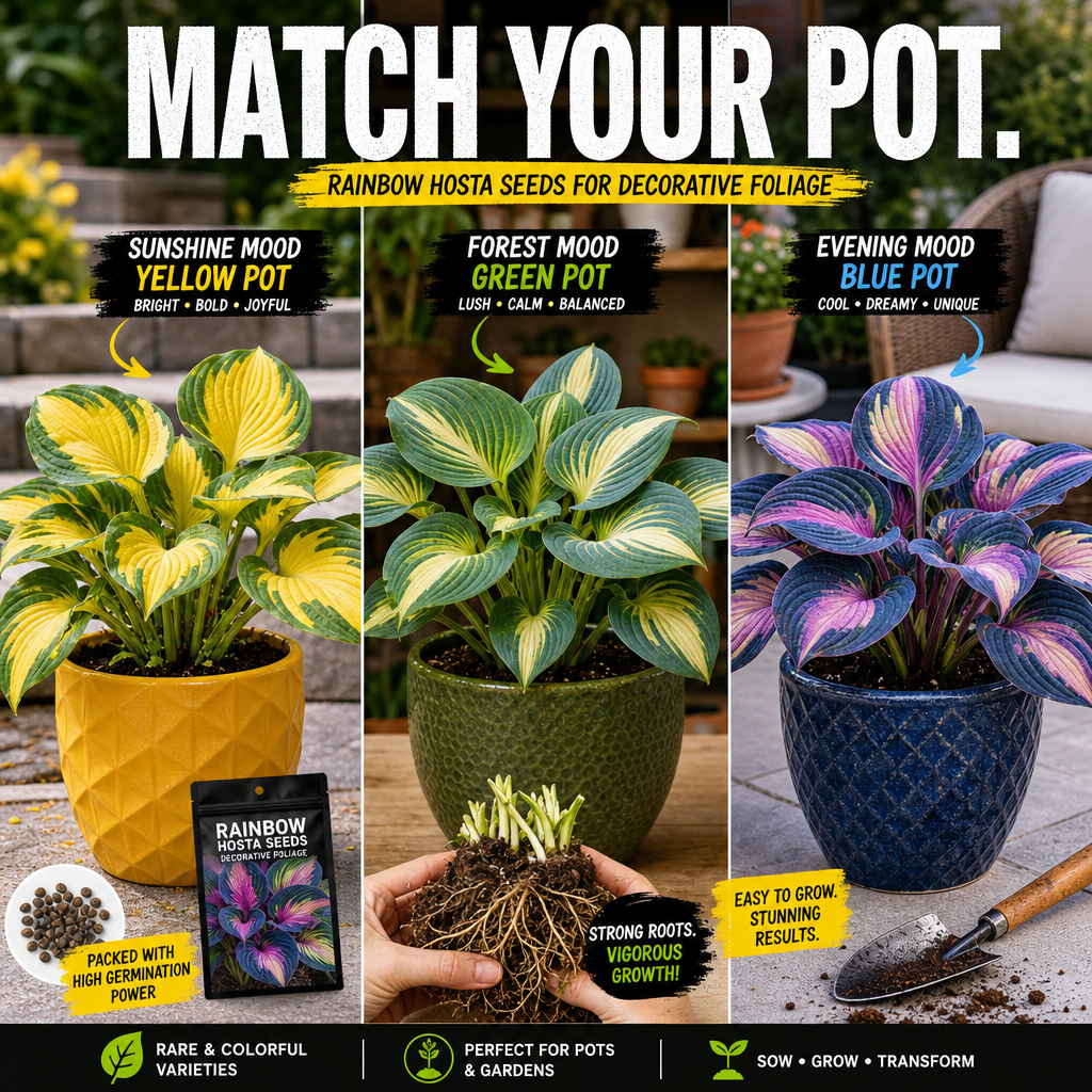 Rainbow Hosta Seeds for Decorative Foliage - Container Styling Board
