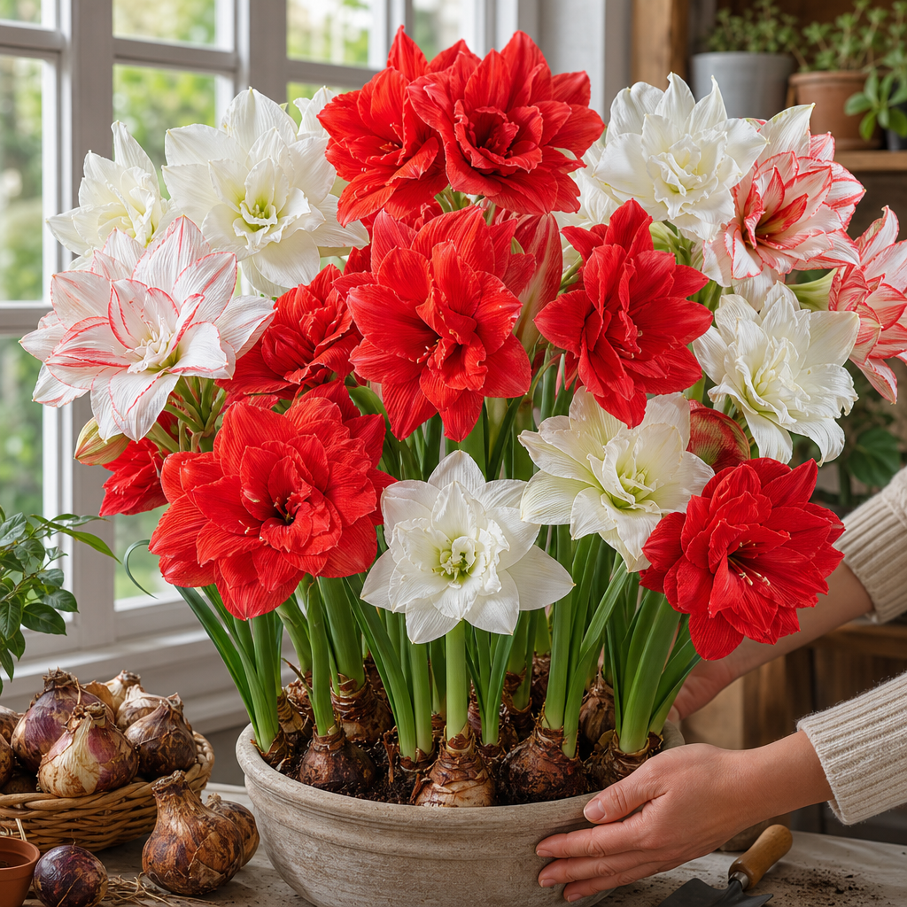 Double Petal Fragrant Amaryllis Bulbs - Gift Bulb Box Hero