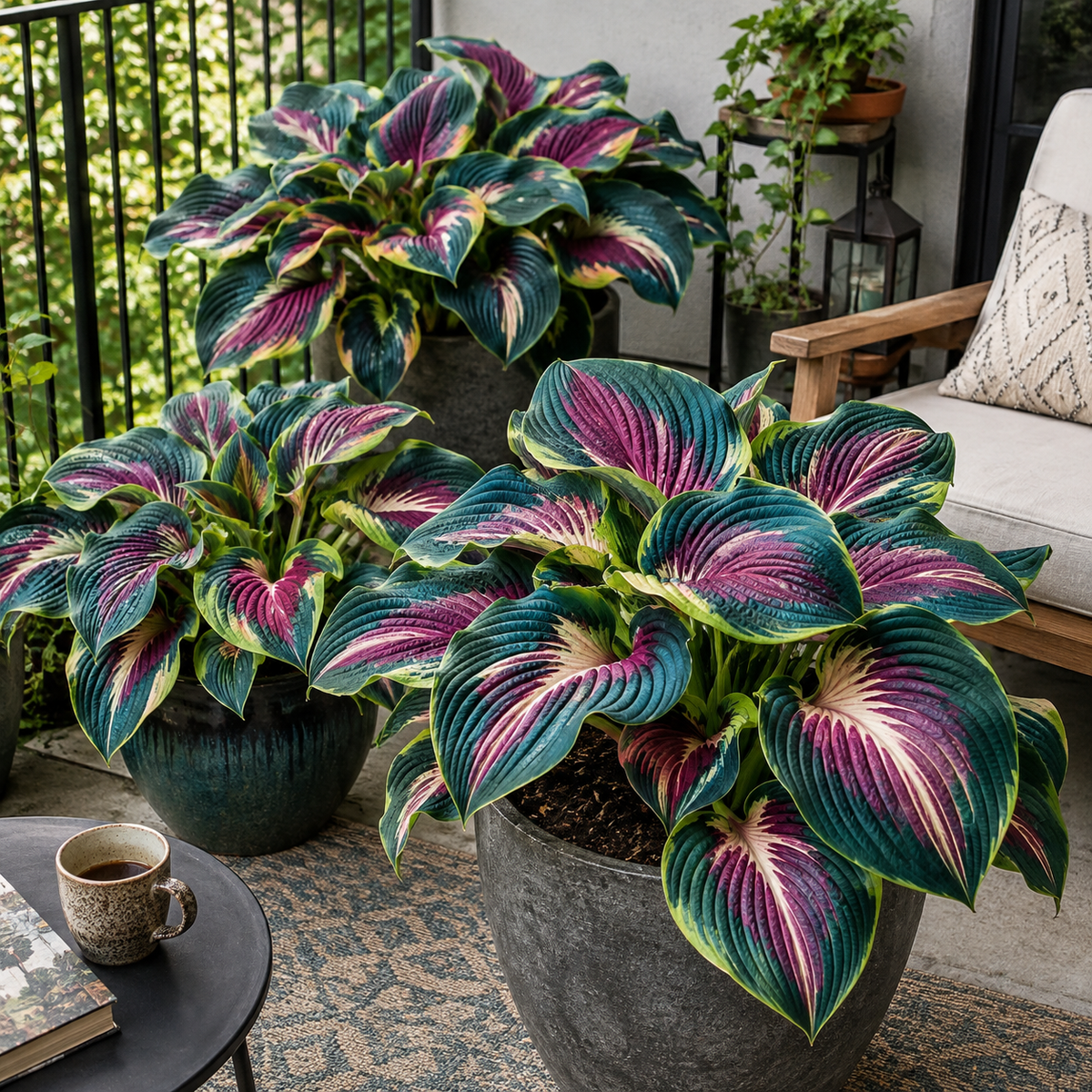 Peacock Flame Hosta Seeds for Bright Foliage - Balcony Shade Pop